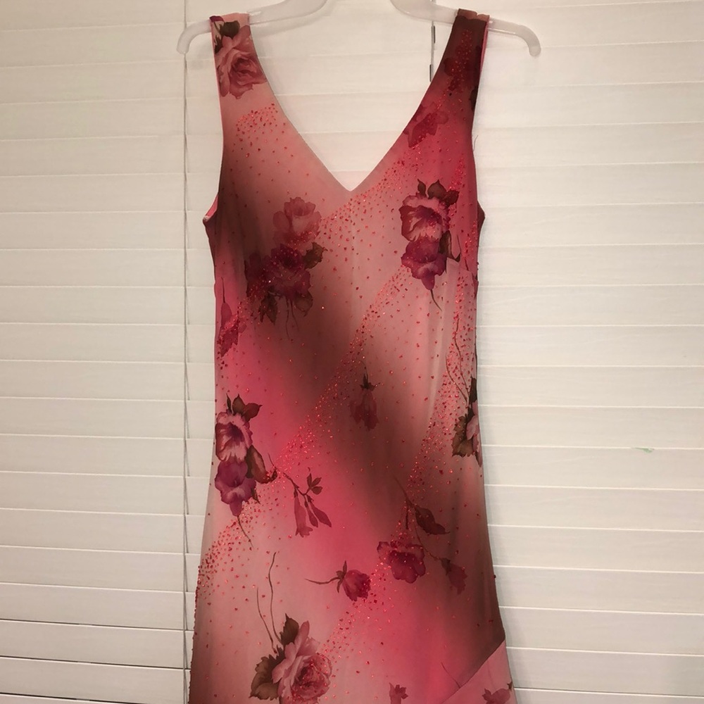 Pink and black dress with pink roses